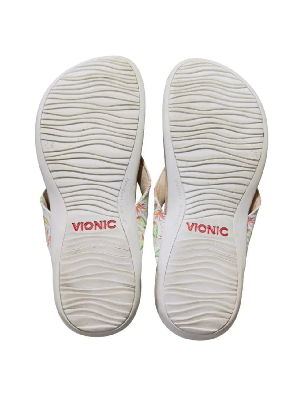 Vionic Bella Ii Womens Floral Orthotic Sandals Size 12 Wide Beige & Multicolor